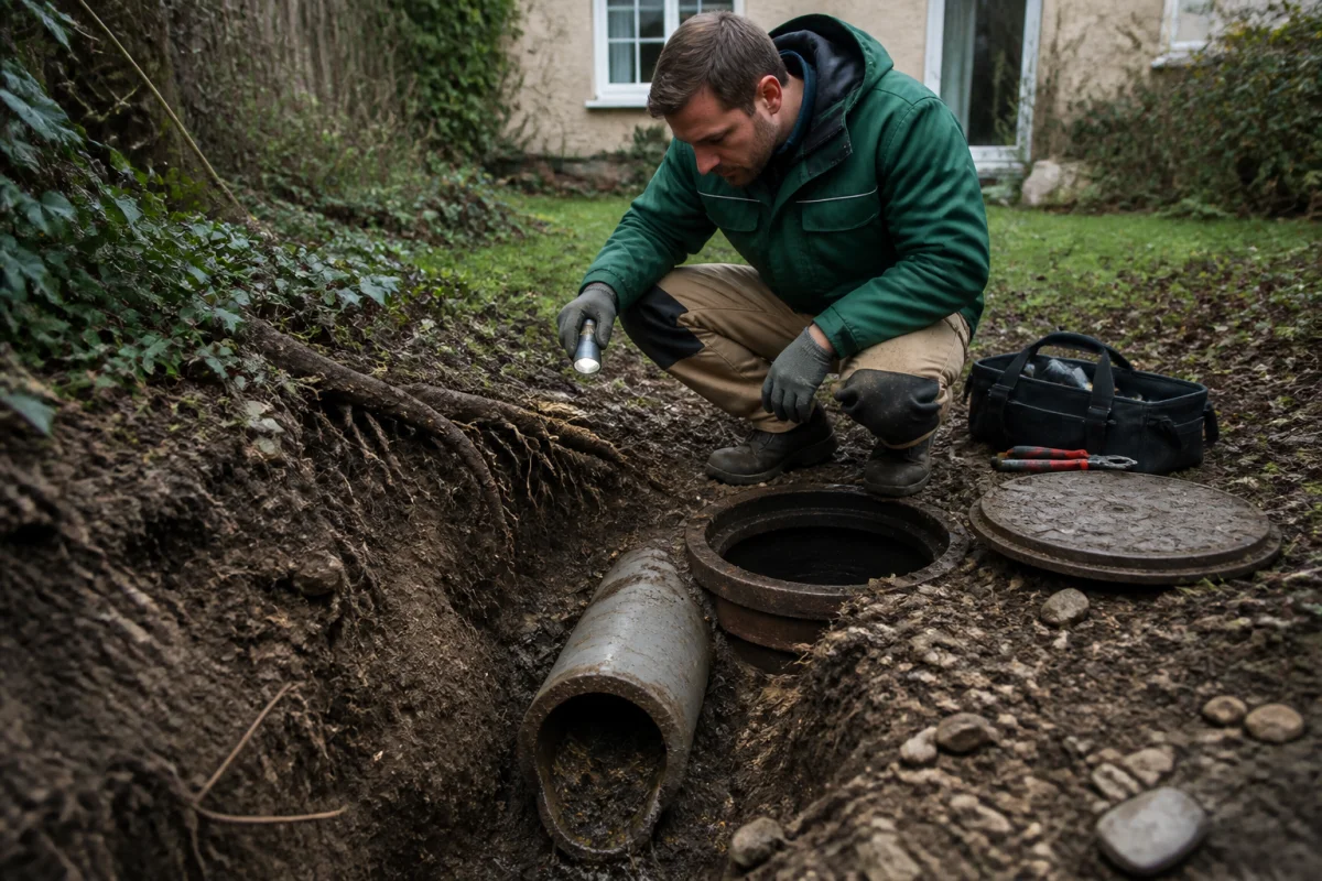 canalisation extérieure bouchée qui paye